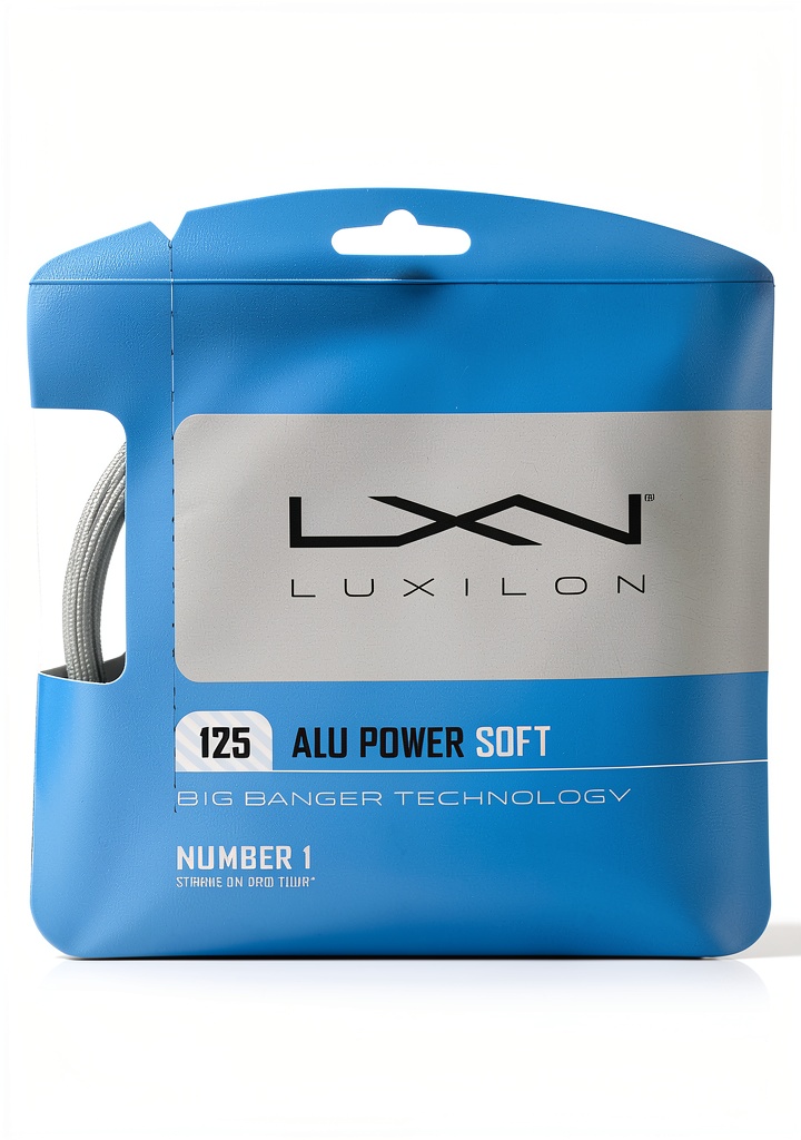 'Corda Luxilon Alu Power Soft confezionata con dettagli tecnici'